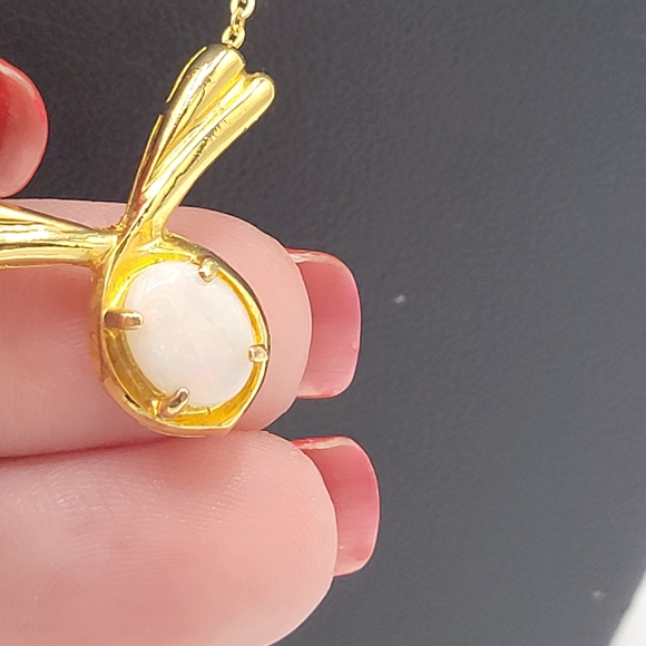 Vintage Sterling silver with gold Overlay 925 Choker Ethiopian Opal Necklace - Picture 6 of 13